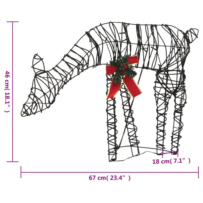 Decorazione Natalizia Renne e Slitte in Rattan con LED Bianco Caldo