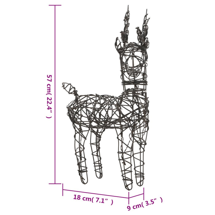 Decorazione Natalizia Renne e Slitte in Rattan con LED Bianco Caldo
