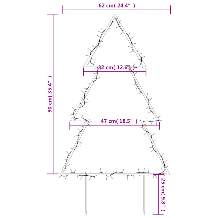 Decorazione Luminosa Natalizia con Picchetti Albero e Stella 50-115LED