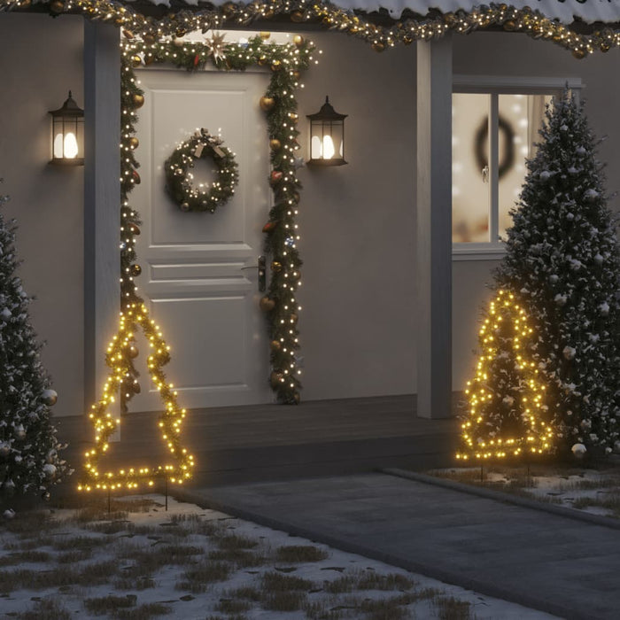 Decorazione Luminosa Natalizia con Picchetti Albero e Stella 50-115LED