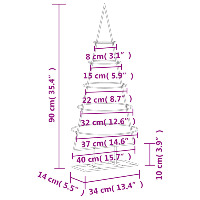 Albero di Natale Decorativo in Metallo Nero di diverse dimensioni