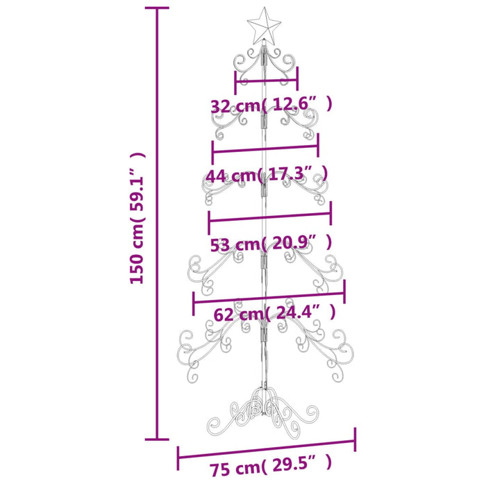 Albero di Natale Decorativo in Metallo Nero di diverse dimensioni