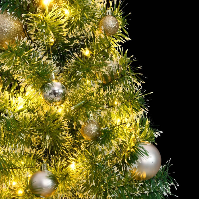 Albero Natale Artificiale 150 LED Palline e Neve Fioccata