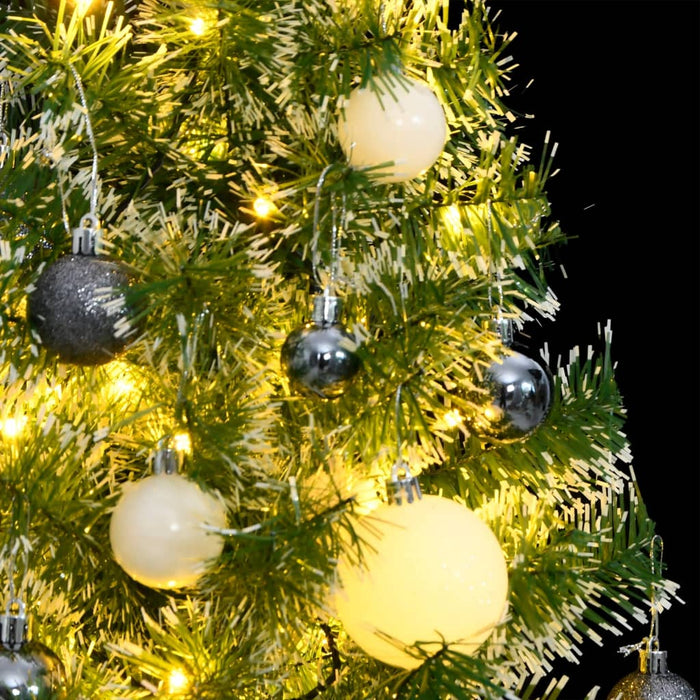 Albero Natale Artificiale 150 LED Palline e Neve Fioccata