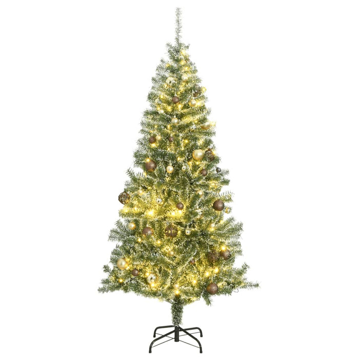 Albero di Natale Artificiale con 300 LED Palline e Neve