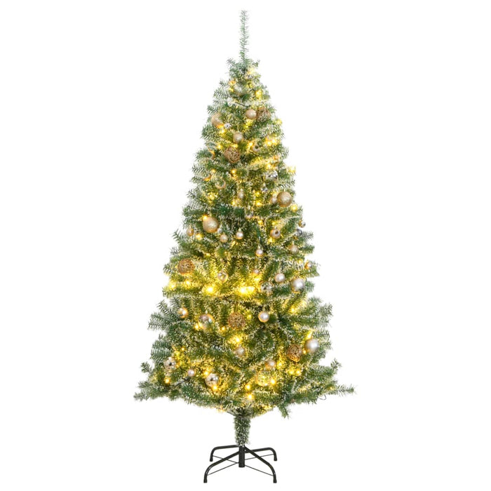 Albero di Natale Artificiale con 300 LED Palline e Neve