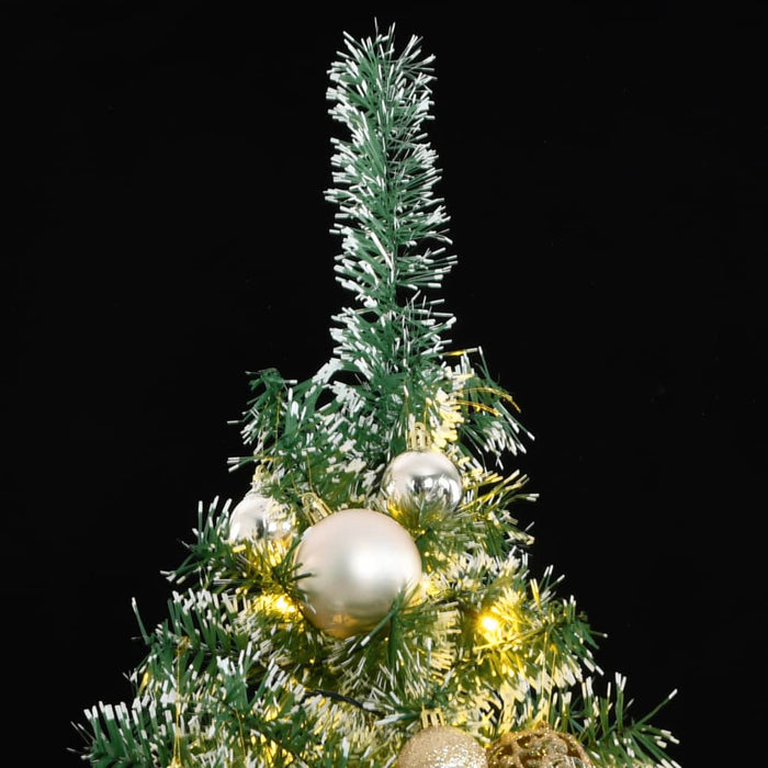 Albero di Natale Artificiale con 300 LED Palline e Neve