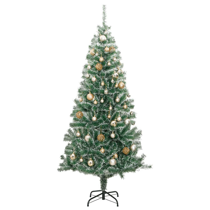 Albero di Natale Artificiale con 300 LED Palline e Neve