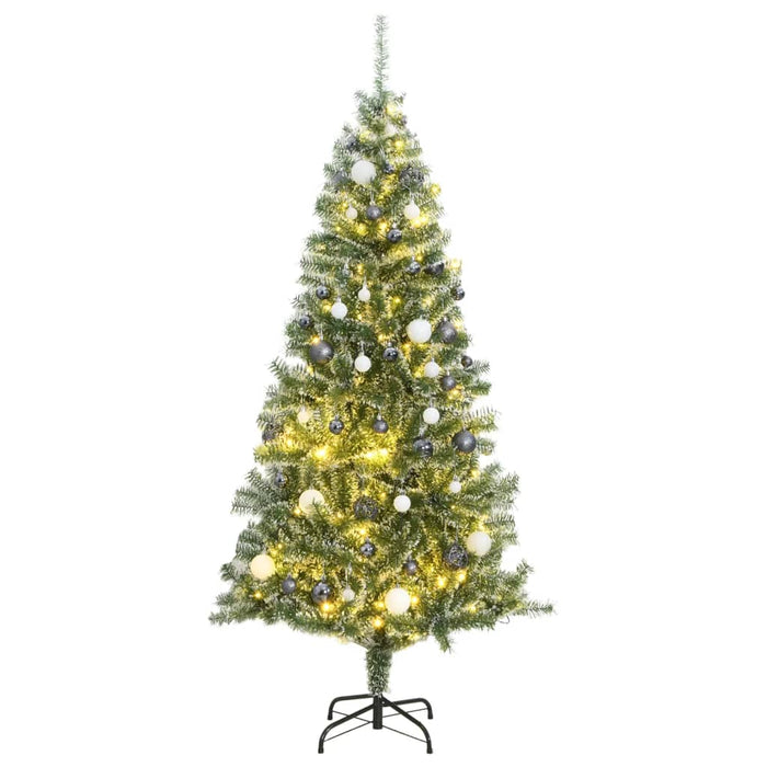 Albero di Natale Artificiale con 300 LED Palline e Neve