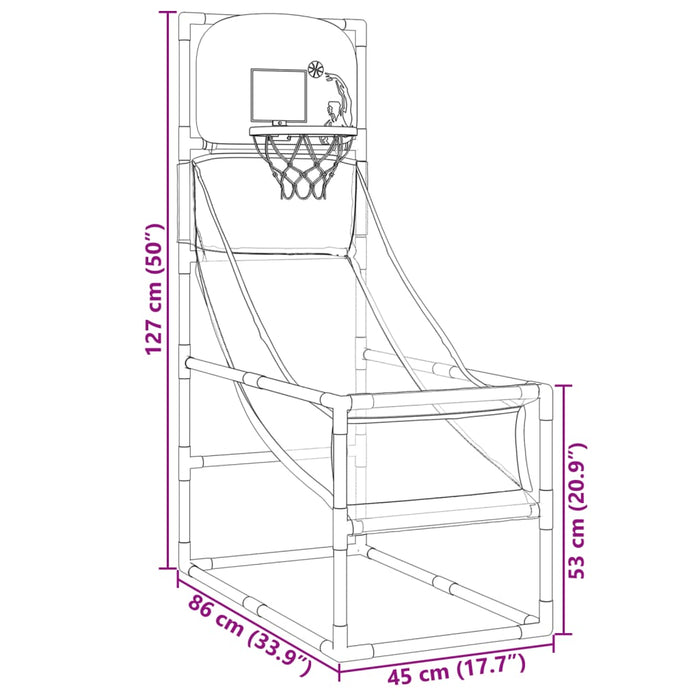 Set Gioco di Basket Arcade con Palla e Pompa 45x86x127 cm