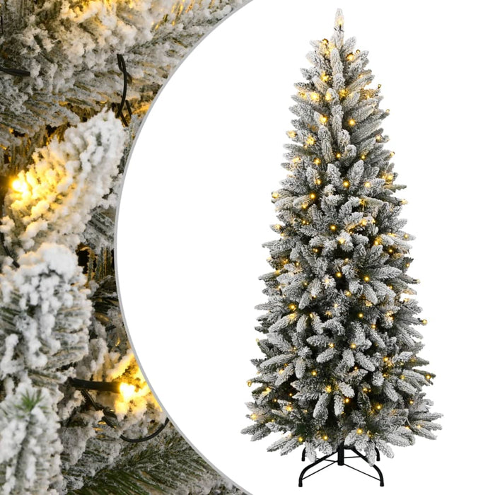 Albero di Natale Artificiale con Neve Floccata e LED in diverse dimensioni e materiali