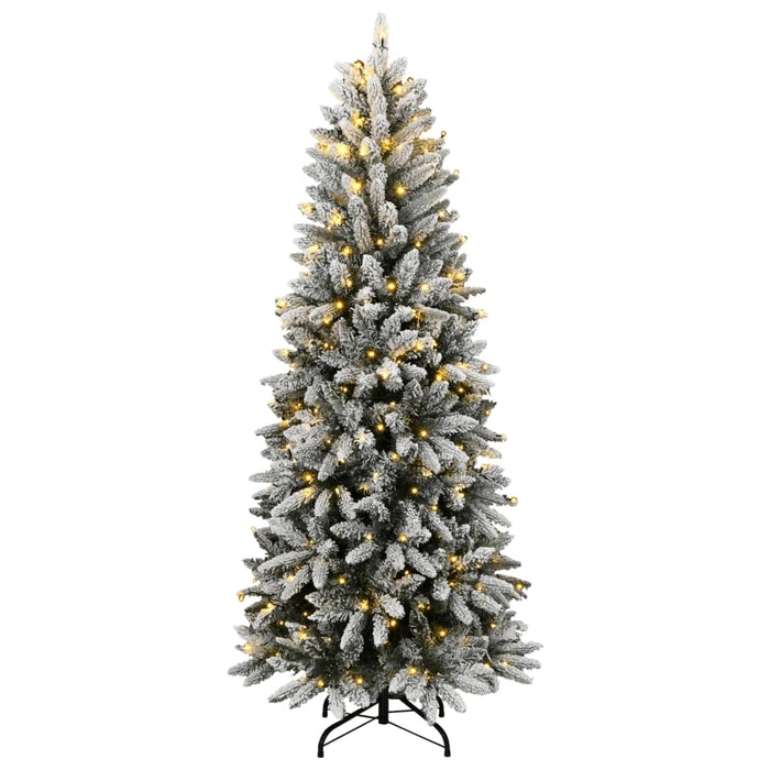 Albero di Natale Artificiale con Neve Floccata e LED in diverse dimensioni e materiali