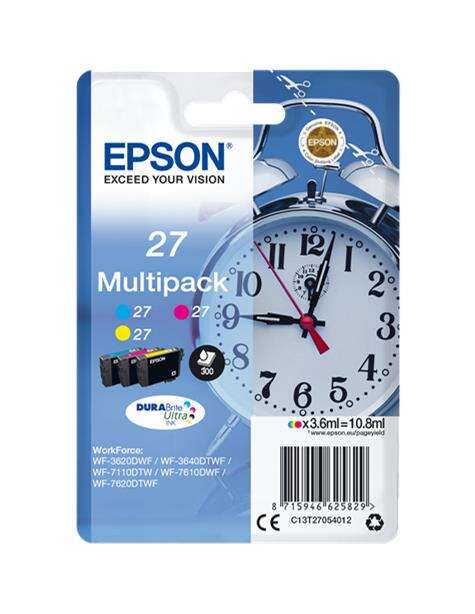 Epson T2705 (27) Confezione 3 Cartucce d'Inchiostro Originali - C13T27054012