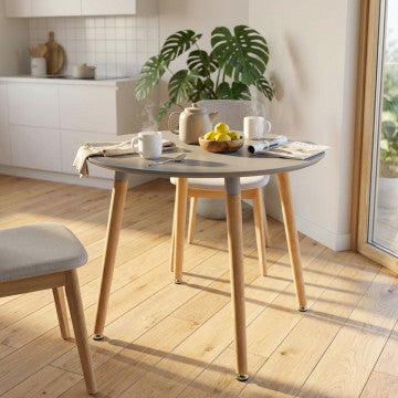 Tavolo rotondo Ø 80 cm piano ABS grigio gambe in legno