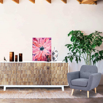 Mobile 4 ante bianco con decoro naturale 180x45x80 cm in legno