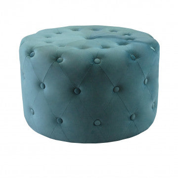 Pouf rotondo in velluto verde, diametro 67 cm, altezza 41 cm