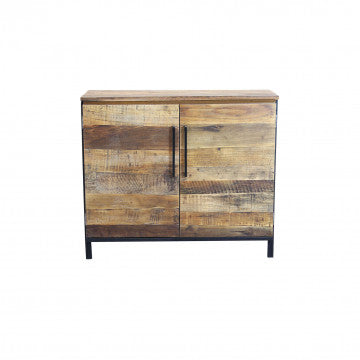 Mobile con 2 ante, struttura in legno e metallo nero, 100x40x86 cm