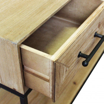 Mobile in ferro e legno con 2 ripiani e 3 cassetti, 110,50x40x76 cm