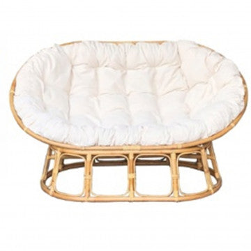 Divano Hanoi 2 Posti Rattan Bianco Marrone 173x99x109h cm