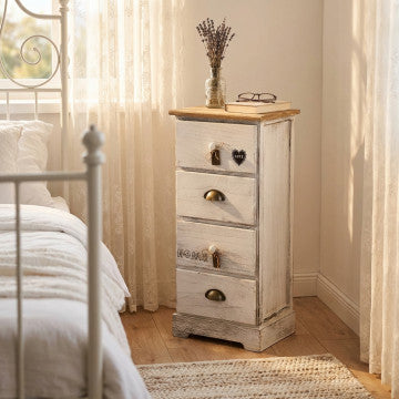 Mobiletto in legno 4 cassetti 35x28x73 cm peso 5,6 kg