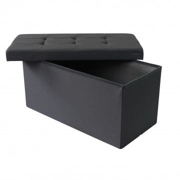 Pouf contenitore rettangolare in tessuto nero 76x38x38 cm