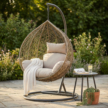Dondolo struttura metallo tortora seduta wicker grigio bianco naturale
