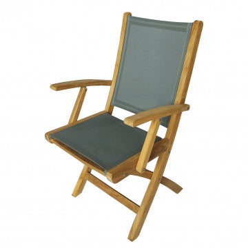 Poltrona pieghevole in teak e textilene 58x55x89 cm peso 7 kg