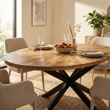 Tavolo ovale in acacia e metallo, dimensioni 220x120x77 cm