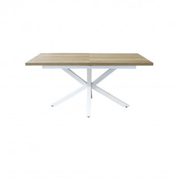 Tavolo allungabile piano melamina con venature, struttura metallo, 160/200x90 cm