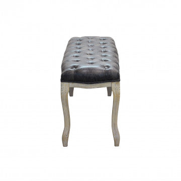 Panca in legno con rivestimento ecopelle vintage, dimensioni 110x36x47 cm