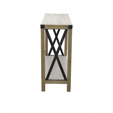 Mobile in ferro e legno con 2 ripiani, dimensioni 115,50x37x82 cm