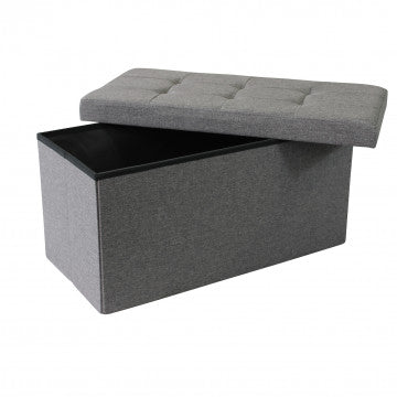 Pouf contenitore rettangolare in tessuto grigio scuro cm 76x38x38