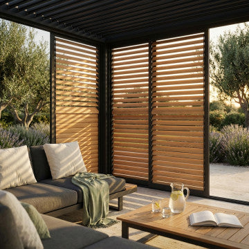 Laterale scorrevole con lamelle orientabili in alluminio 370x238 cm