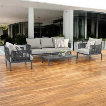 Salotto 3 posti struttura alluminio verniciato rivestimento corda PVC