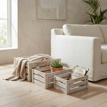 Set 3 cassette legno paulonia grigio dimensioni 40x30x18 35x25x16 30x20x14