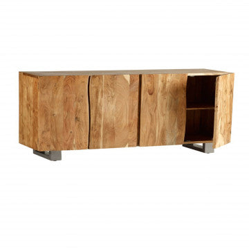 Mobile in acacia e metallo con struttura robusta, dimensioni 150x45x90 cm