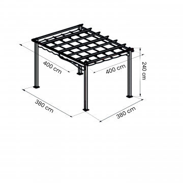 Gazebo 4x4 metri struttura alluminio tetto poliestere 230 cm altezza
