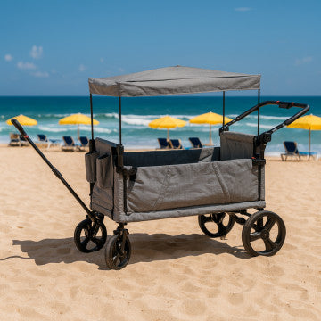 Carrello con tettuccio in poliestere e metallo, dimensioni 88x51x39 cm