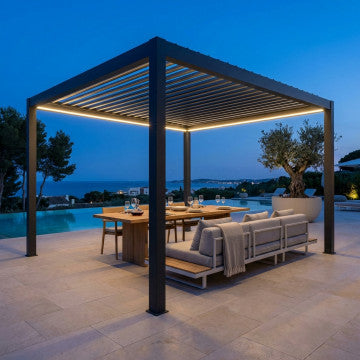 Pergola bioclimatica 4x4 motorizzata con lamelle orientabili e LED