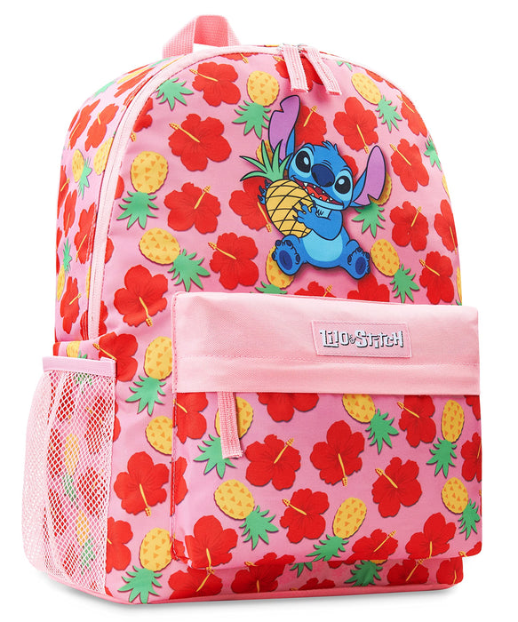 Disney Zaino da Bambina Ragazza Stitch Ufficiale (Rosa/Rosso)