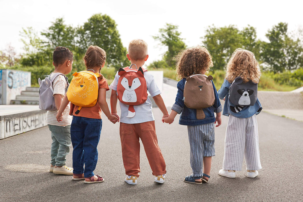 LÄSSIG Tiny Backpack, Zaino Piccolo per Bambini da 2 Anni per la Scuola Materna, con Cinturino, 20 x 9 x 24 cm, 3.5 L, Tiny Friends, Fox, Rosso