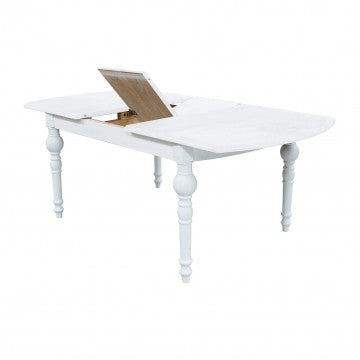Tavolo allungabile rotondo legno bianco 150/190 cm diametro 100 cm