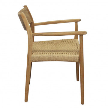 Poltrona in teak e wicker impilabile dimensioni 59x60x80 cm