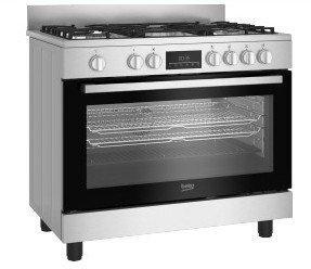 Cucina a Gas 5 Fuochi Forno Elettrico Ventilato 90x60 Inox