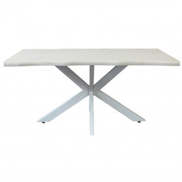 Tavolo piano MDF effetto legno struttura metallo bianca 160x90x75 cm