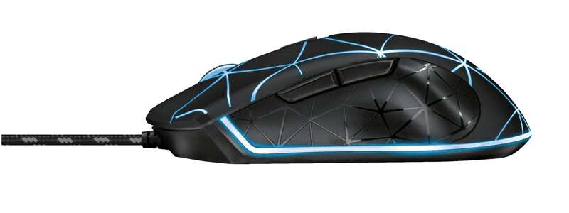 Trust Gaming GXT 133 Locx Mouse USB 4000dpi - 6 Pulsanti - Illuminazione LED - Cavo Intrecciato 1.80m - Uso Ambidestro - Colore Nero