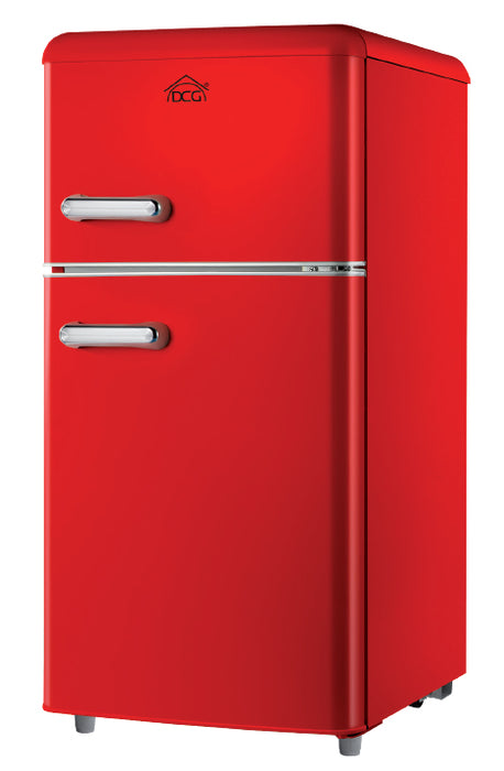 Frigorifero Doppia Porta Linea Retrò 100 Lt Rosso