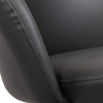 Poltrona con struttura in metallo e seduta in ecopelle nero 50x50x76
