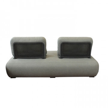 Divano centrale in alluminio e corda con cuscini, 202x103x77 cm