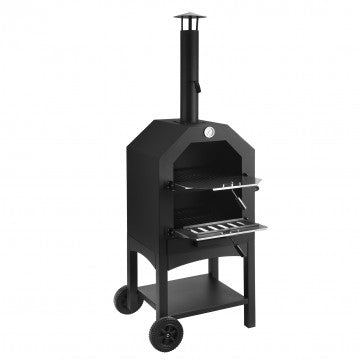 Forno per pizza in acciaio verniciato nero con finestra in acciaio